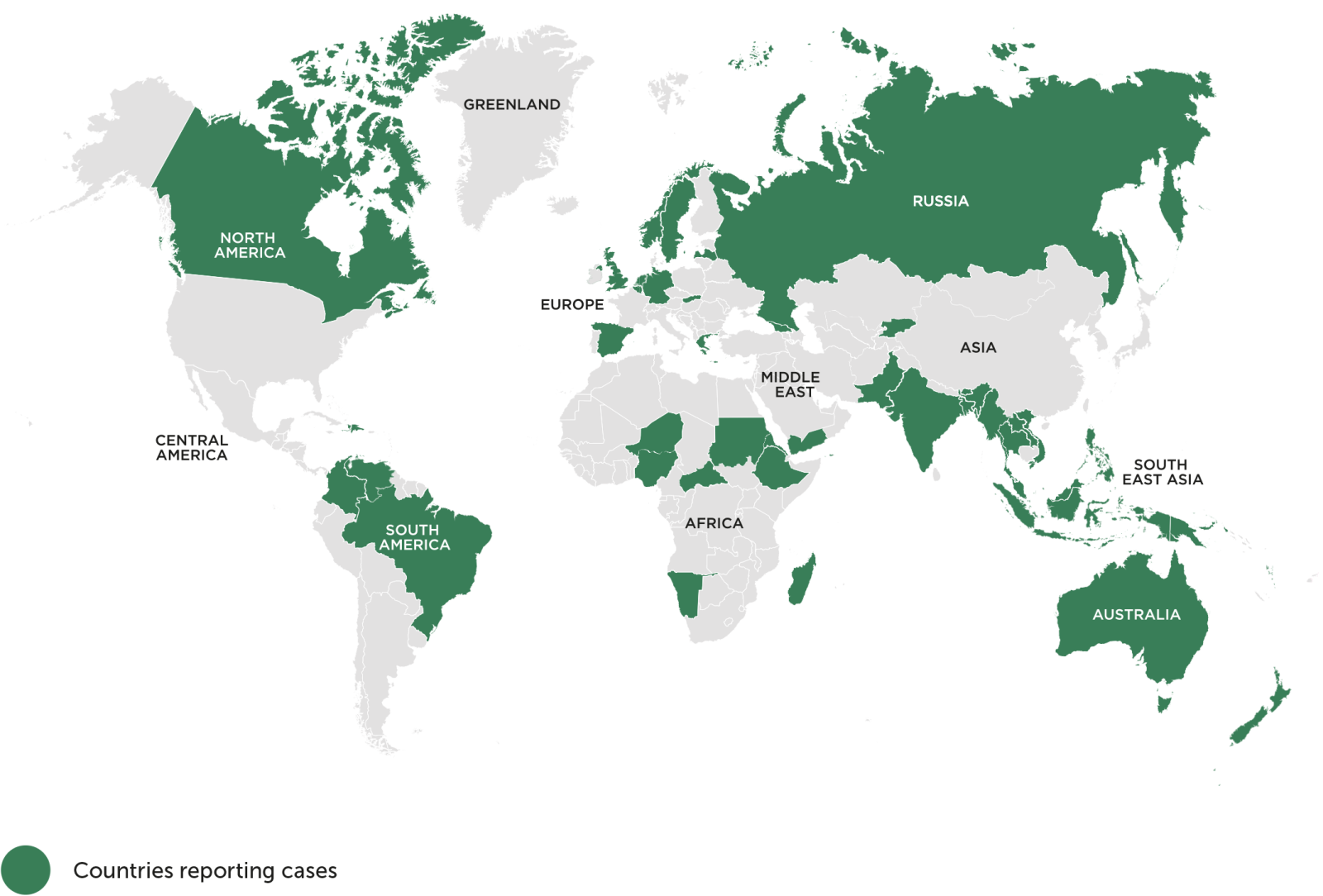 Map of countries are affected by diphtheria